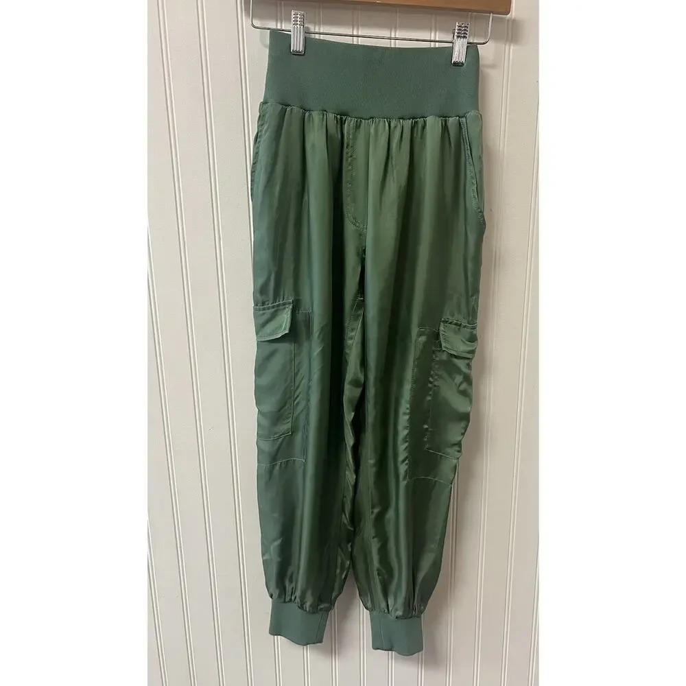 Cinq a Sept 5 A 7 Giles Jogger Cargo Pant Satin Light Green XS New NWOT - Picture 2 of 6
